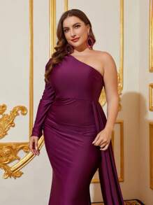 Vestidos de Promoción y Noche de Mujer Plus - Morado - Ver 4