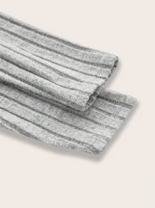 SHEIN EZwear Hơn Chất rắn Viền khăn tay Thả vai Áo len crop - Xám - Xem 3