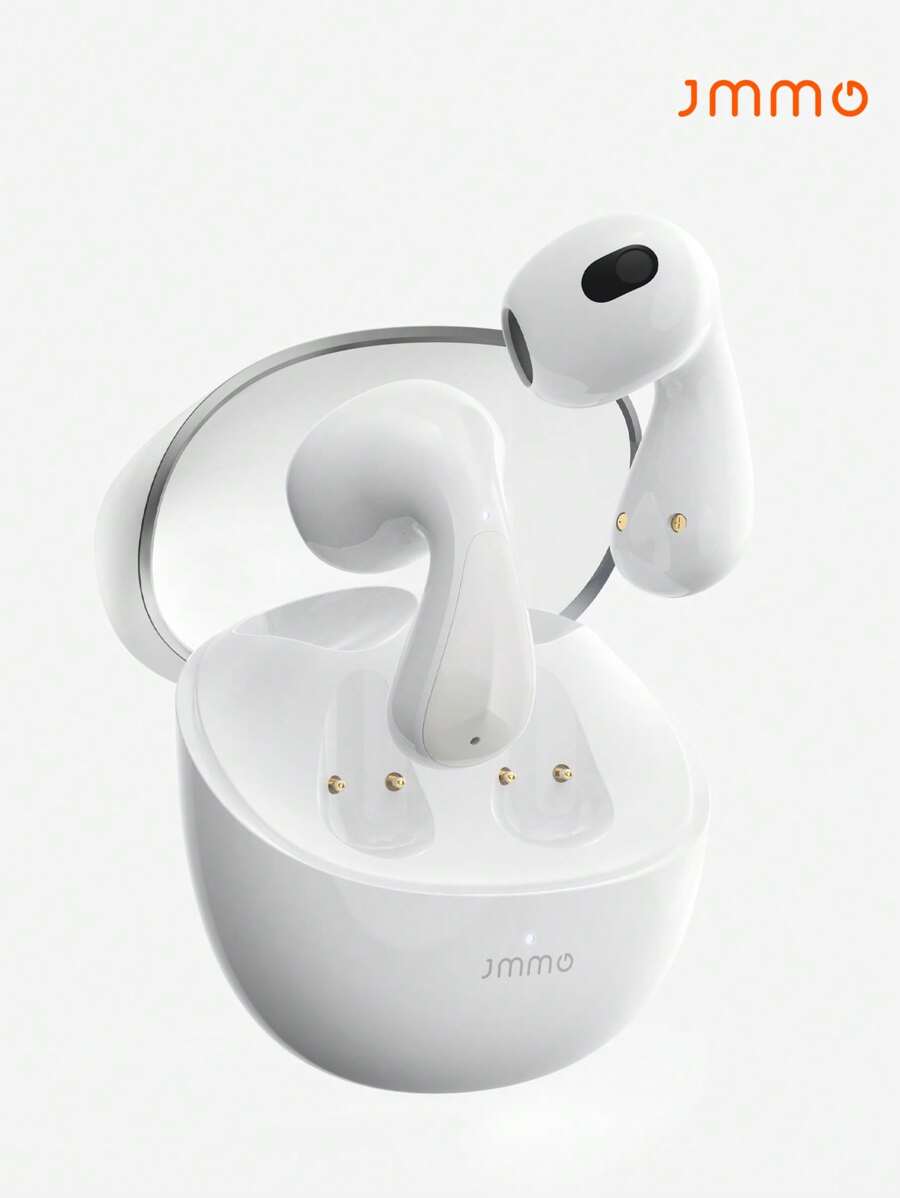 JMMO 无线耳塞带 13 毫米大扬声器、触摸控制稳定芯片且无延迟，带 USB-C 充电端口情人节礼物 - 白色 - 查看 1