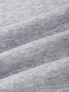 男士字母圖案袋鼠口袋抽繩保暖連帽衫 - 淺灰色 - 查看 7