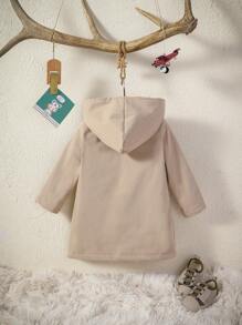 Mały chłopiec Kieszenie z klapką Z Kapturem Płaszcze - Kolor khaki - Zobacz 2