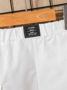 SHEIN Đứa bé trai Chi tiết Patched thư Túi nắp bên cạnh Quần Cargo - trắng - Xem 4