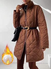 SHEIN LUNE Women's Winter Clothes Padded Padded Coat/Padded Coat - Brown - View 1