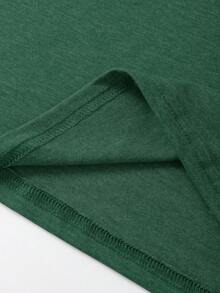 SHEIN EZwear In Giáng sinh Áo thun - Màu xanh lá cây đậm - Xem 5