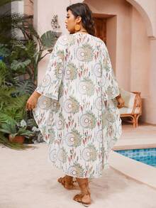 SHEIN Swim Curve Plus Allover Print Kimono - Multicolor - View 2