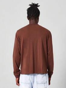 SUMWON 常规款基本款长袖 T 恤 - 巧克力棕 - 查看 2