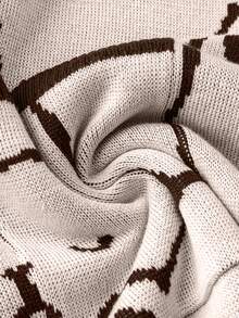 Calvaya Hơn Hình con mèo Viền tương phản Áo len Mở - Nhiều màu - Xem 3