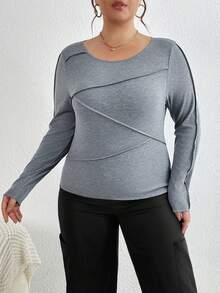 SHEIN Essnce Camiseta De Talla Grande - Gris - Ver 6
