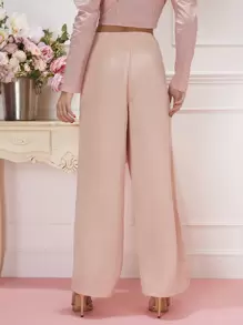 Enchnt Solid Wide Leg Pants - Pink - View 3