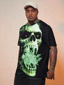 Manfinity LEGND Men's Plus Size Skull Printed T-shirt - Green - View 5