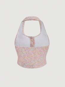 GENKIRA Top halter de space dye con botón delantero - Multicolor - Ver 2