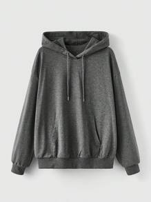 ROMWE Grunge Punk Casual Skull Print Hooded Sweatshirt, Spring & Autumn
