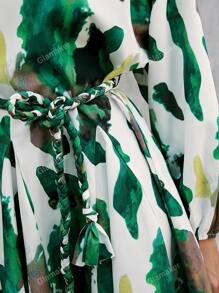Glamaker Robe Ceinturée Imprimée Aléatoire Pour Femmes