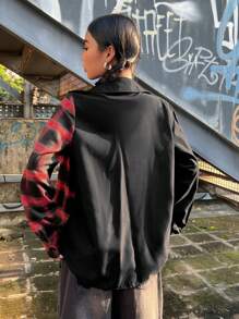 SHEIN EZwear Plaid Print Patch Pocket Shirt - Multicolor - View 2