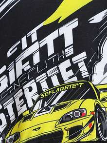 Baby Boy Car & Letter Graphic Sweatshirt - Black - View 5