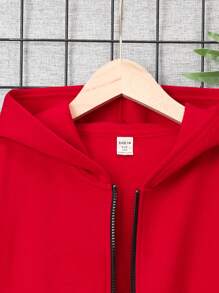 SHEIN Jungen- Freizeit Mit Kapuze Und Reißverschluss, Strickjacke Mit Aufdruck