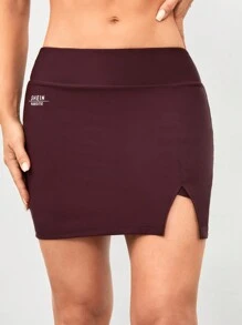 VARSITIE 運動網球基本收腹控制帶裙子 - 棕色 - 查看 1