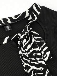 Calvaya Hơn Sọc Ngựa vằn Cà vạt Áo thun - màu đen - Xem 4