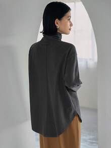 FRIFUL Cổ giả Áo thun Thả vai - Xám - Xem 2