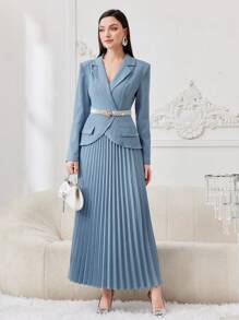 Modelyn Women's Pleated Hem Arabian Dress - Dusty Blue - View 6