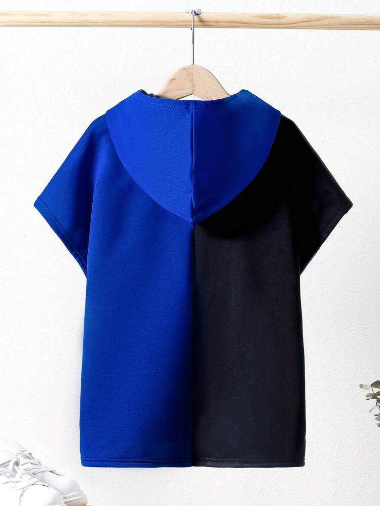 Tween Boy Cartoon Print Contrast Sweatshirt For Leisure