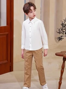 男童（大）襯衫 - 白色 - 查看 2