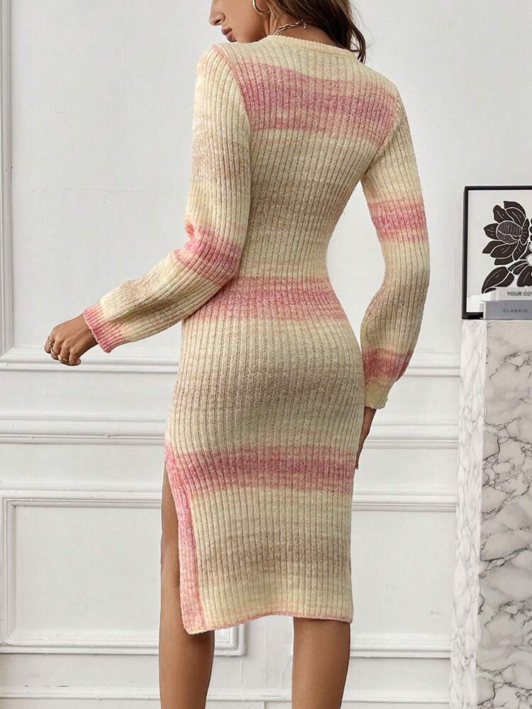 Ombre Split Thigh Sweater Dress
