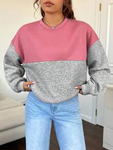 SHEIN EZwear 拼色針織女士運動衫 - 彩色 - 查看 3