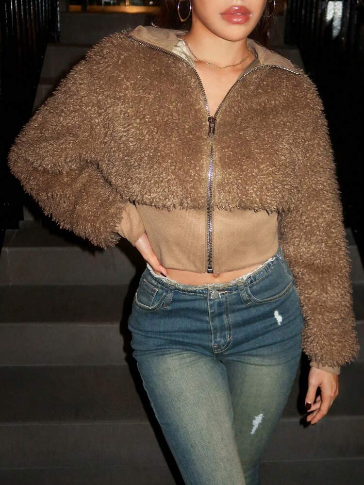 Zip Front Plush Jacket