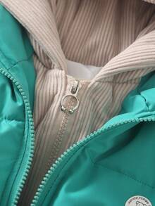 Bé trai Patch áo có mũ 2 trong1 Áo khoác bông - màu xanh lá - Xem 3