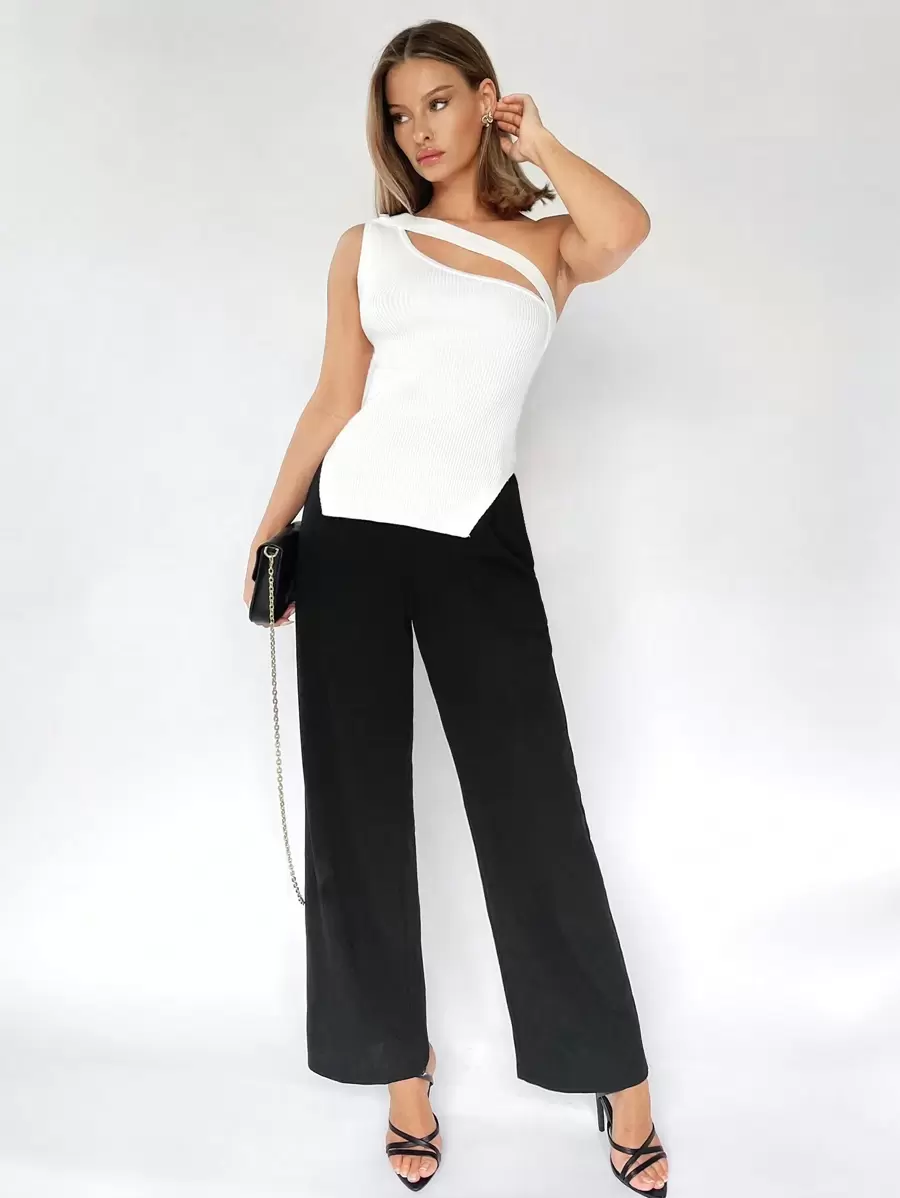 BizChic Maglietta A Maglia Con Spalla Scoperta E Dettagli Forati Per Donne