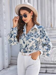 SHEIN Clasi 印花前紐扣襯衫 - 彩色 - 查看 5