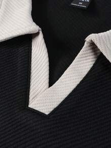 Manfinity Homme Camisa polo de manga larga con bloque de color para hombre, cuello para salida casual del marido