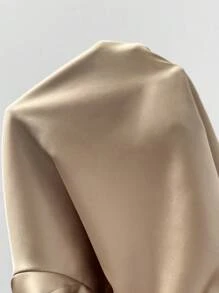 SHEIN Privé 毛茸邊單釦短款緞面西裝外套 - 香檳色 - 查看 6