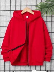 SHEIN Jungen- Freizeit Mit Kapuze Und Reißverschluss, Strickjacke Mit Aufdruck