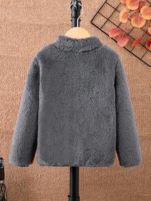 男小童字母補丁細節拉鍊法蘭絨夾克不帶T恤 - 灰色 - 查看 2