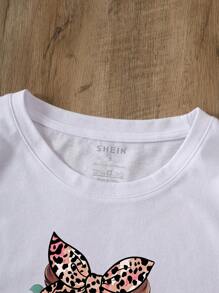 INAWLY Cartoon Owl Print Tee Graphic Tees Women Tops - White - View 3