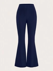 SHEINNeu 素色喇叭緊身打底褲 - 藏蓝色 - 查看 1