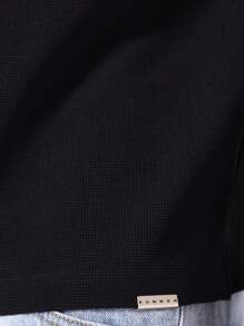 SUMWON Áo thun tay dài Essential Waffle Regular Fit - màu đen - Xem 5