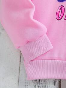 Teen Girl Car & Letter Graphic Drop Shoulder Sweatshirt - Pink - View 4