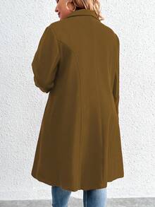 Calvaya Talla grande Abrigo de cuello con solapa de doble botonadura - Marrón - Ver 2