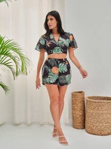 SHEIN 2 Nhiệt đới E Quần short - màu đen - Xem 6