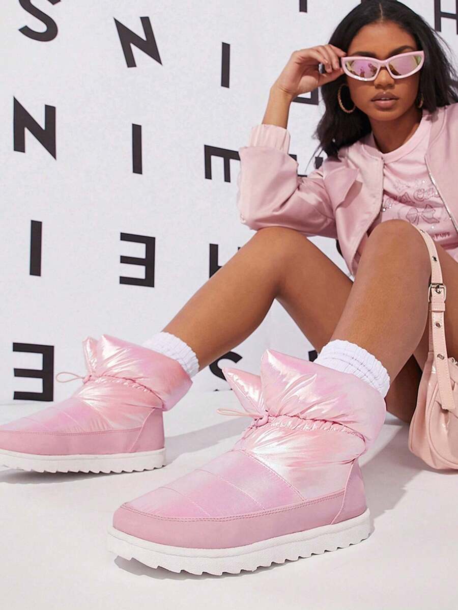 SHUZIA Botas de nieve con diseño de cordón acolchado - Rosa - Ver 1