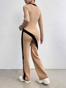 SHEIN Essnce 毛衣兩件套 - 駝色 - 查看 2