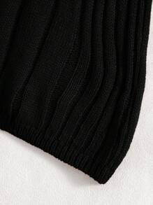 SHEIN Tween Girl Cold Shoulder Ribbed Knit Sweater Dress - Black - View 6