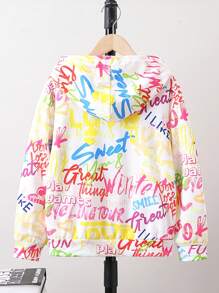 青少年男孩字母图案袋鼠口袋卫衣 - 彩色 - 查看 2