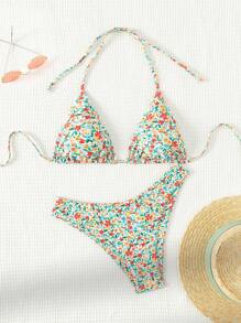 Swim Mod 夏季海滩女士碎花吊带比基尼套装 - 彩色 - 查看 3