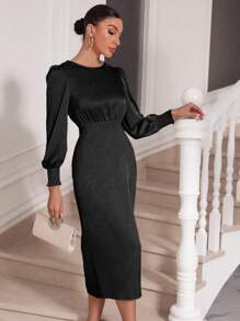 Allurite 披上式背部風琴袖連身裙