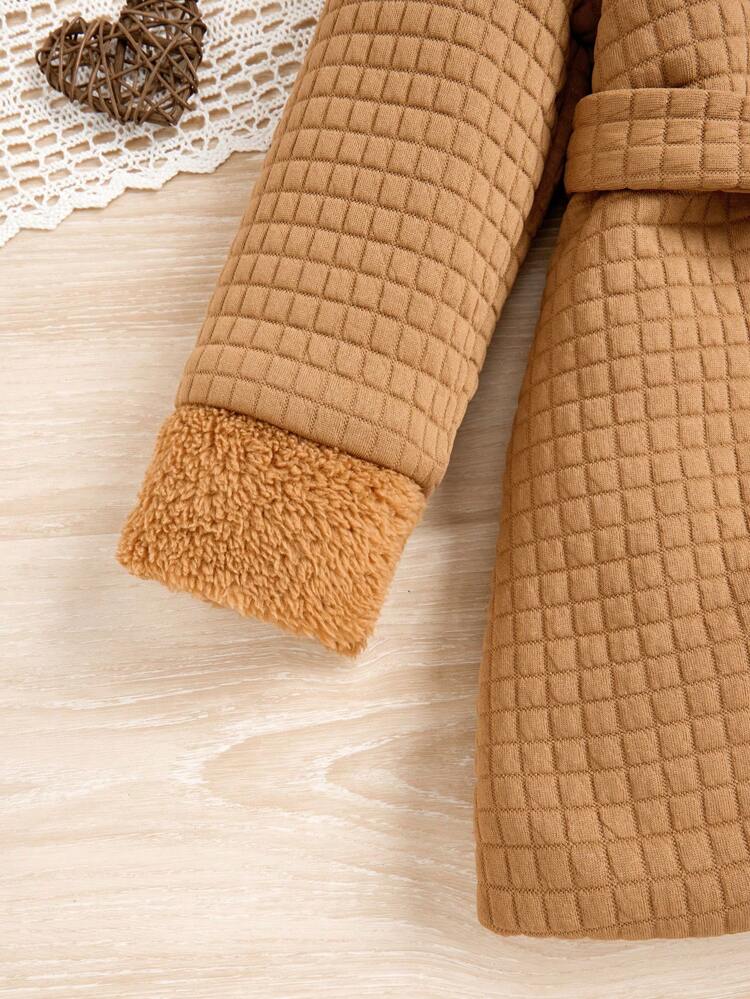 Young Girl Fuzzy Shawl Collar Belted Coat