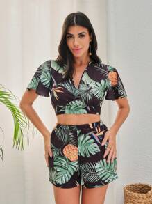 SHEIN 2 Nhiệt đới E Quần short - màu đen - Xem 4